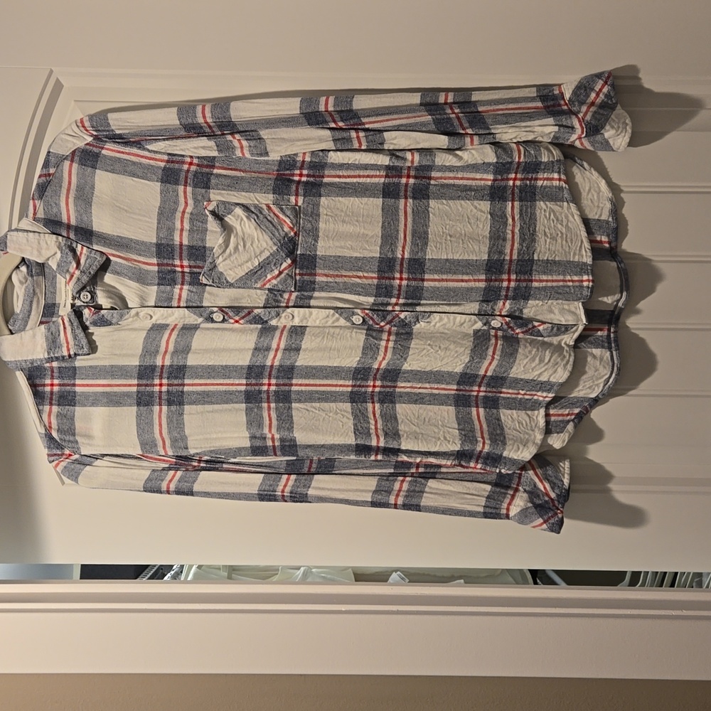 beachlunchlounge plaid L/S button down shirt